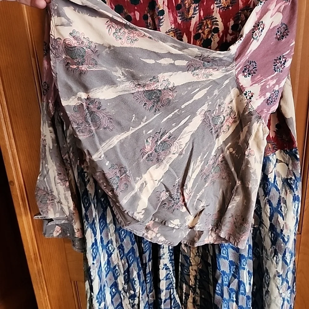 Sacred Threads Women's Large Patchwork Open Cardigan Boho Art Hippie L/XL B2